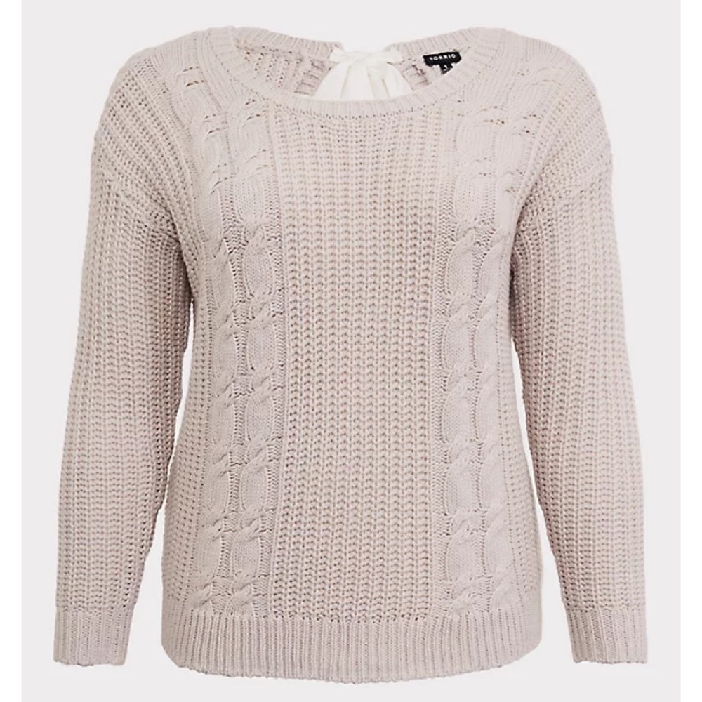 Torrid CABLE PULLOVER KEYHOLE TIE BACK SWEATER NWT